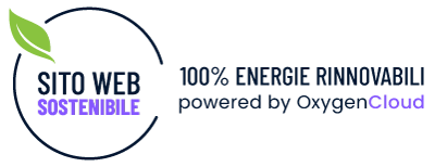 Badge OxygenCloud per sito web sostenibile, versione orizzontale scura